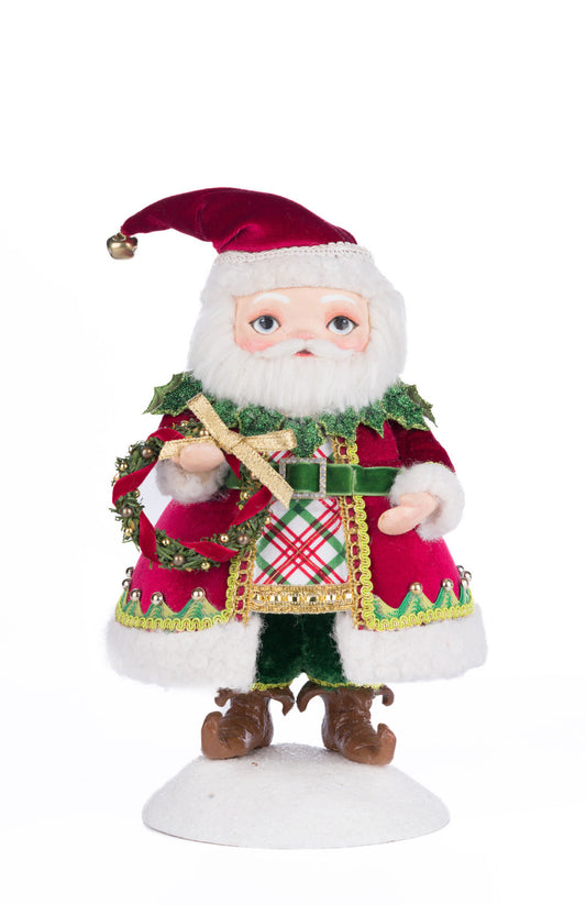 Babbo Natale in Resina con Abiti in Tessuto 28 cm