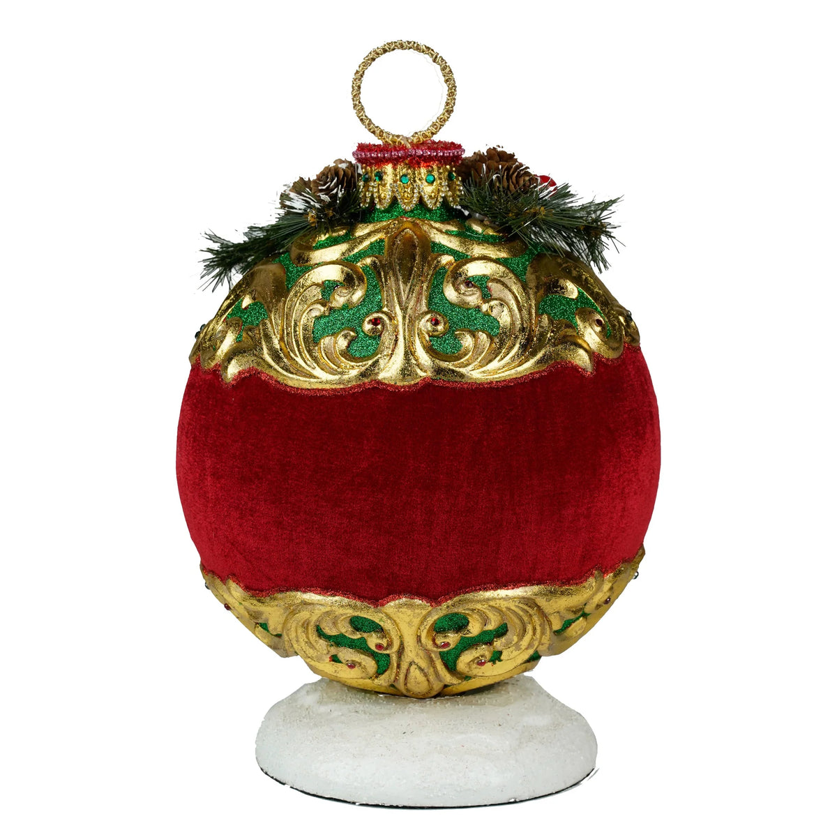 Santa with Snowman in Ornament Tbltp 38 cm - Katherine's Collection