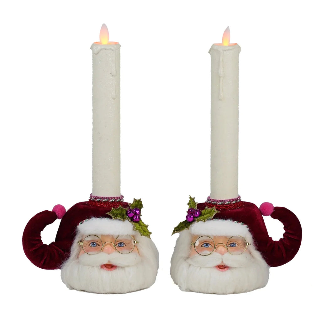 Merry Santa Head Candle Holder 31 cm - Katherine's Collection