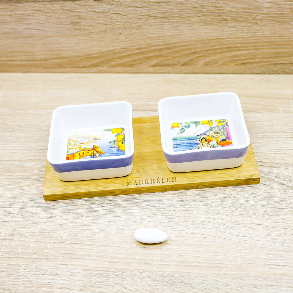 Set Due Ciotole Quadrate con Decori Capresi - Madrhelen