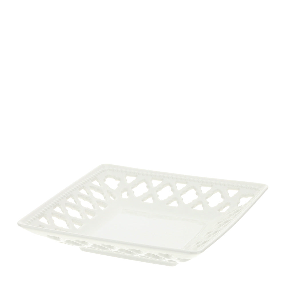 Piatto Quadrato in Porcellana Traforata 20x20 - Hervit