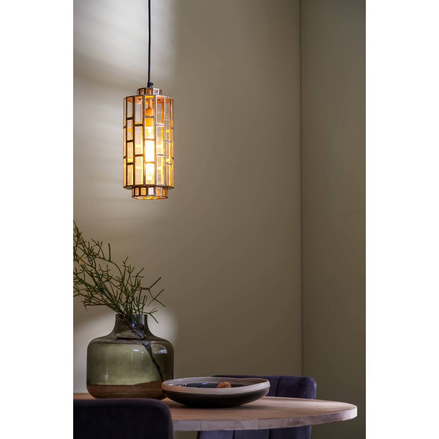 Lampada a Sospensione in Bronzo Antico e Vetro 31 cm - Light e Living