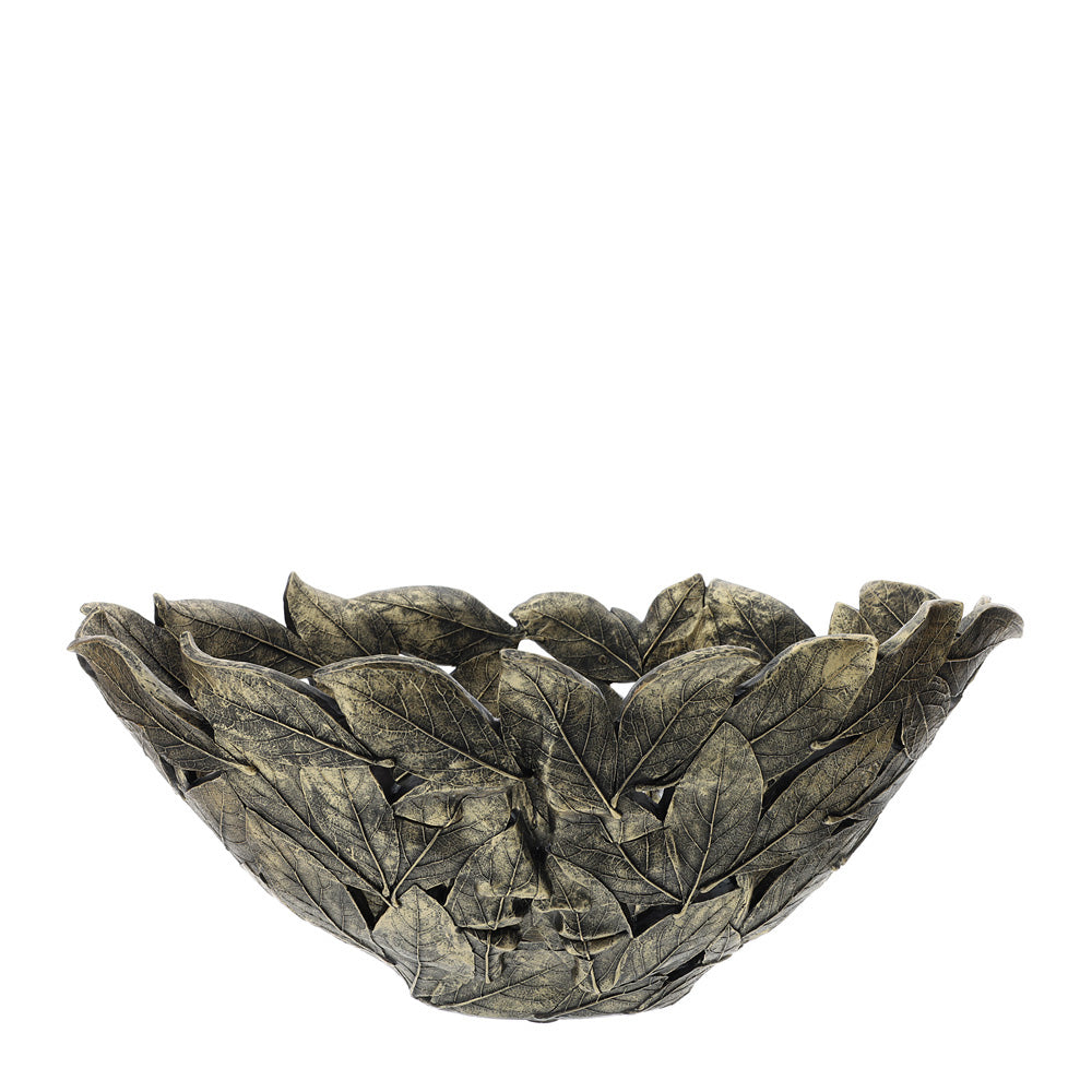 Centrotavola in Resina con Foglie Bronzo - Hervit