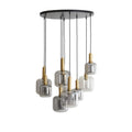 Lampadario Sospeso con Vetro Fumè e Dettagli in Bronzo - Light e Living