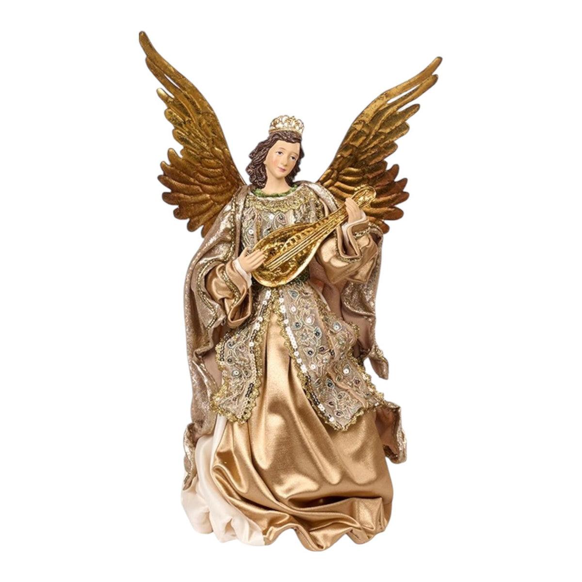 Angelo in Resina con Ali Dorate e Abiti in Tessuto 35.5 cm - Goodwill