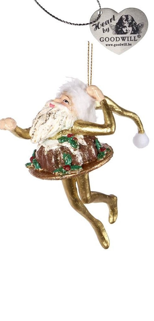 Decorazione Natalizia con Babbo Natale e Torta 14 cm