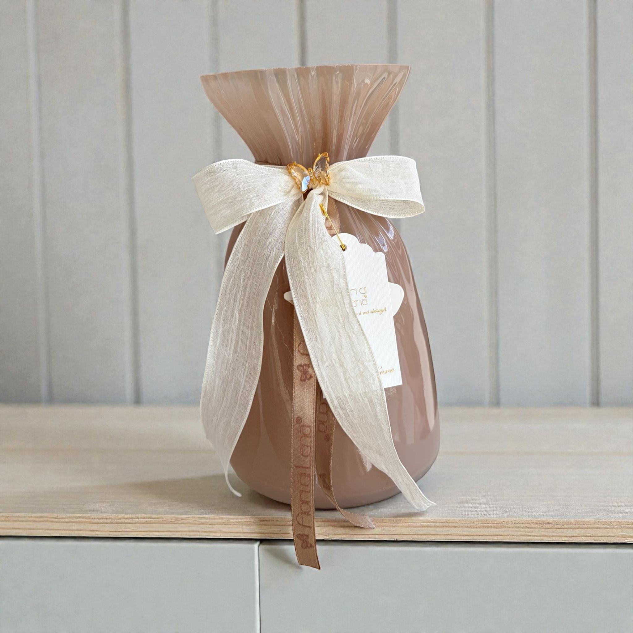 Vaso in Vetro Colorato con Fiocco 20 h cm - Fiori di Lena