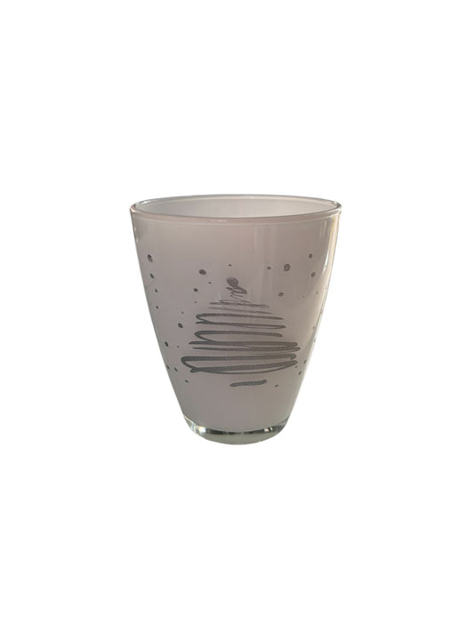Set di 6 Bicchieri Natalizi in Vetro Bianco con Albero Argento