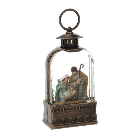 Lanterna con Natività LED con Acqua, Glitter e Musica – Hervit