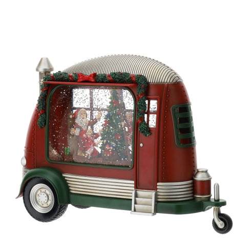 Roulotte con Babbo Natale LED con Acqua, Glitter e Musica – Hervit