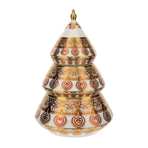 Contenitore Albero in Porcellana con Decori Oro Byzantium– Hervit