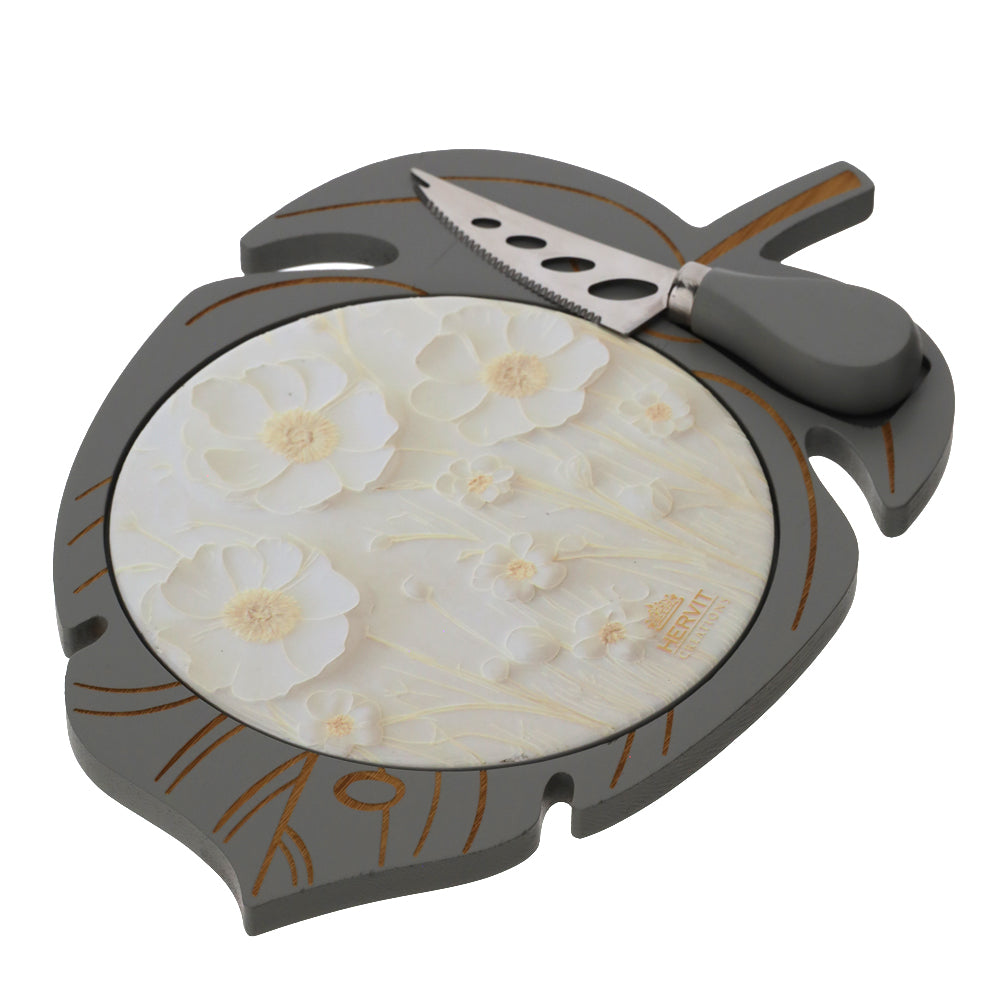 Tagliere Foglia in Legno e Ceramica 28x18 cm - Hervit