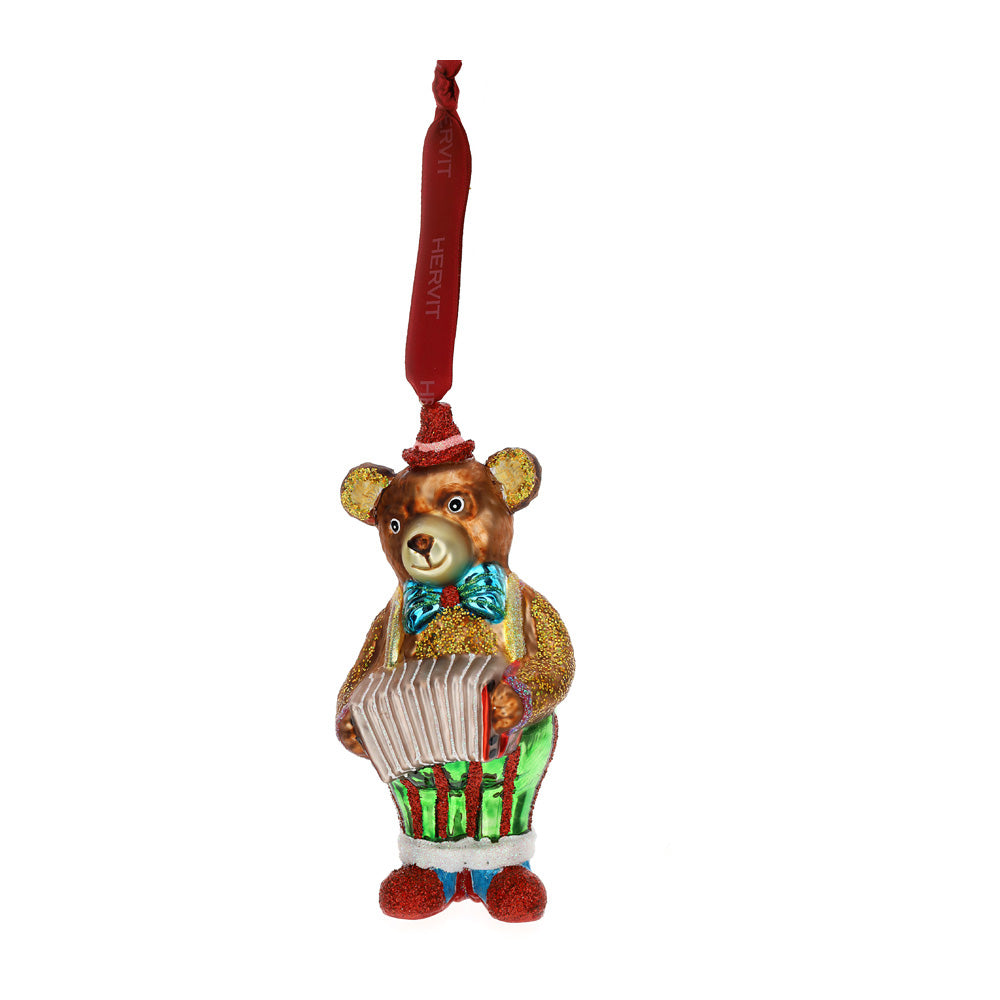 Decorazione Orsetto Con Fisarmonica 14 cm - Hervit