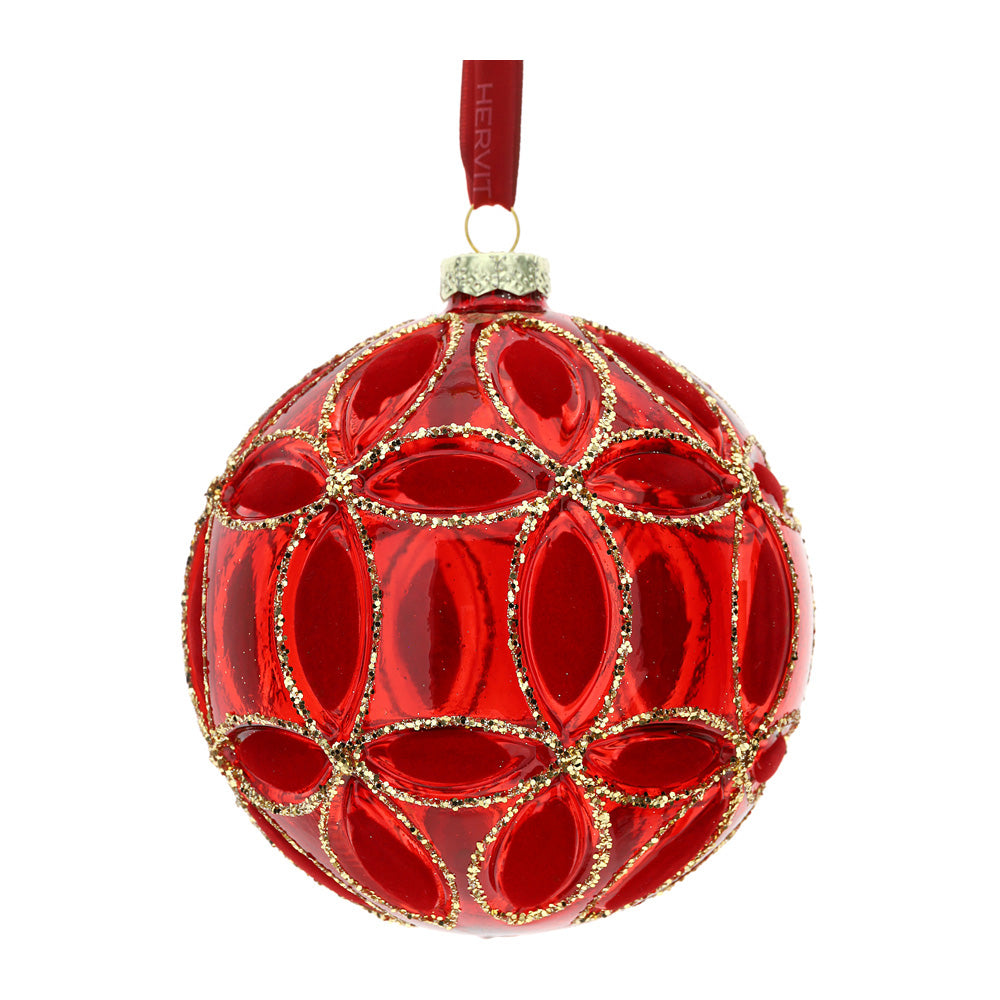 Sfera di  Vetro Soffiato Rosso 12 cm - Hervit