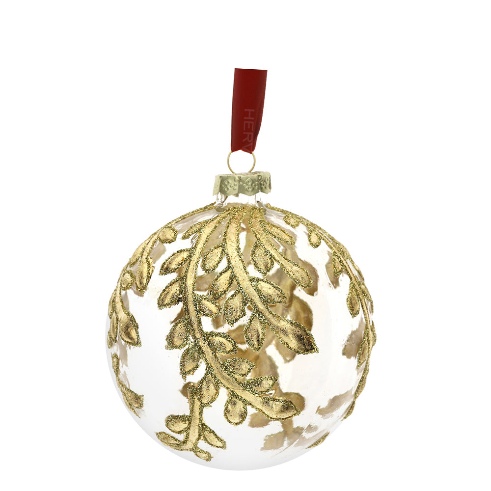 Sfera in Vetro Soffiato con Dettagli Oro 8 cm - Hervit