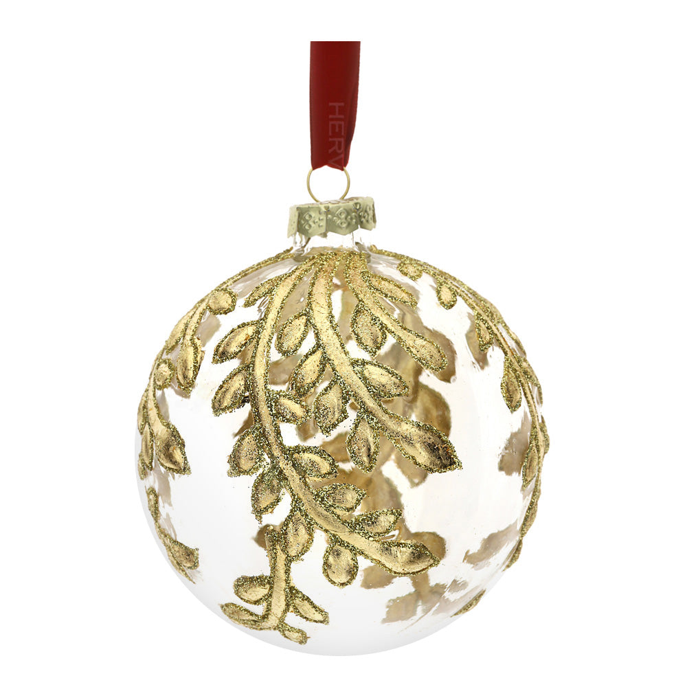 Sfera in Vetro Soffiato con Dettagli Oro 10 cm - Hervit