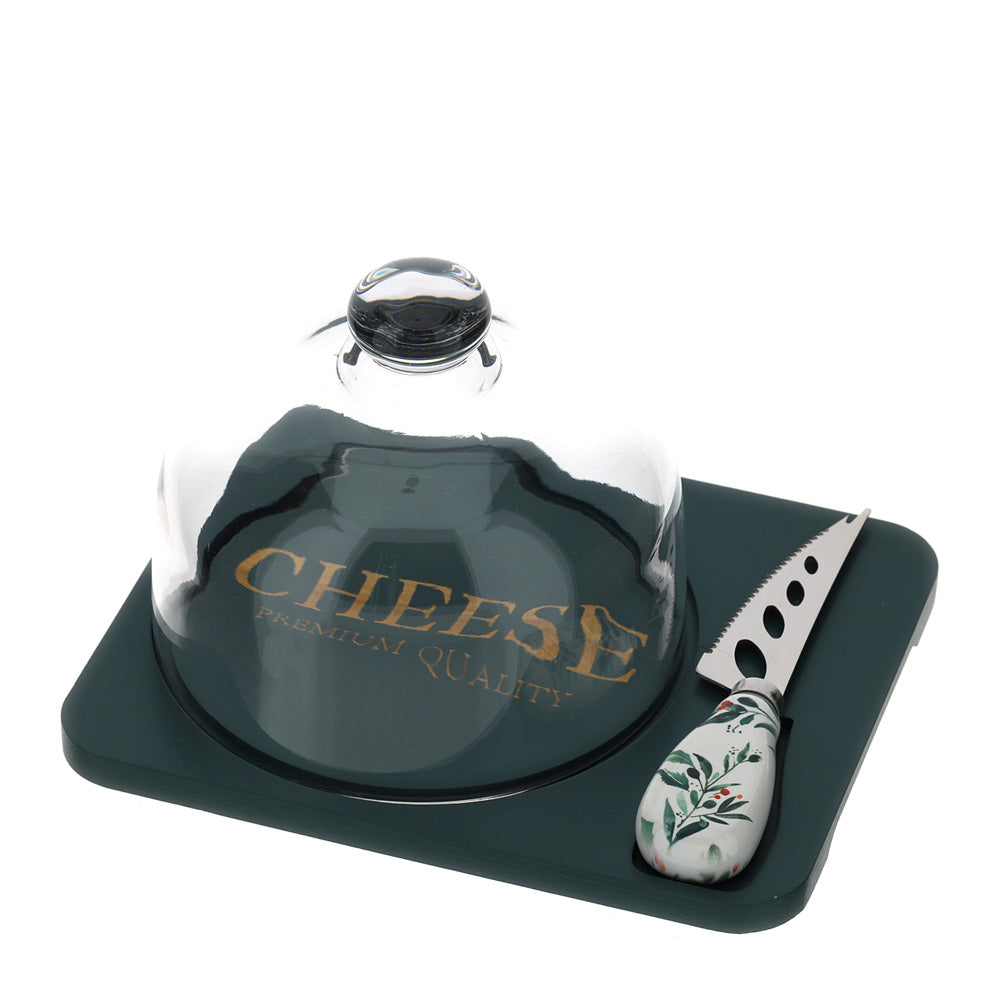 Tagliere in Legno Verde con Cupola in Vetro 19x15 cm - Hervit