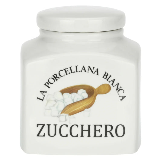 Barattolo Deco Zucchero 1,1L in Porcellana con Disegno – La Porcellana Bianca