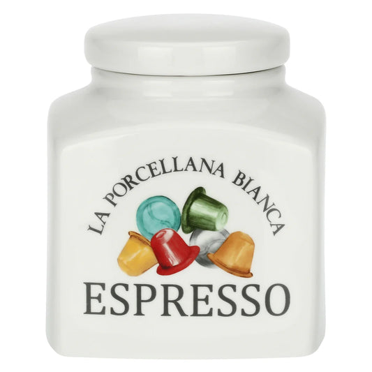 Barattolo Deco Espresso per Capsule – La Porcellana Bianca