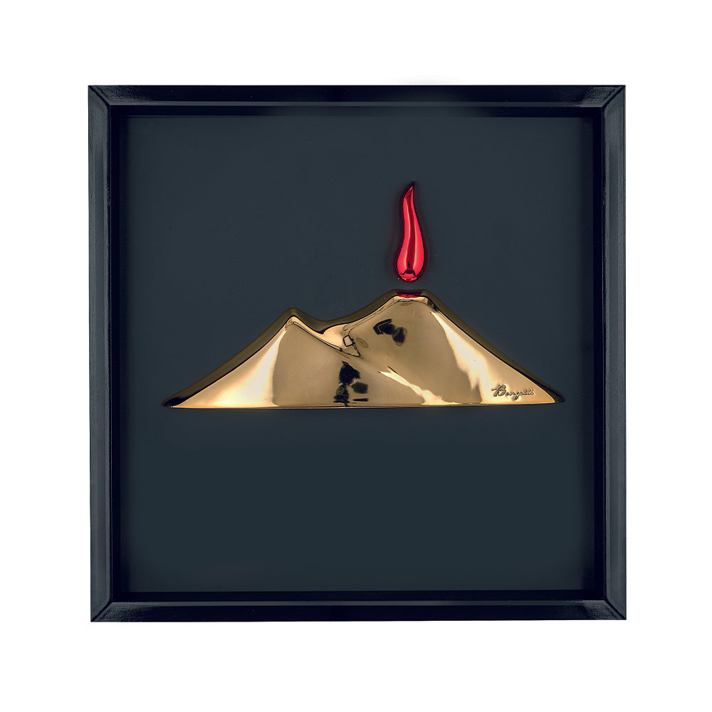 Quadro Nero con Vesuvio Rosso 33x33 cm - Bongelli Preziosi