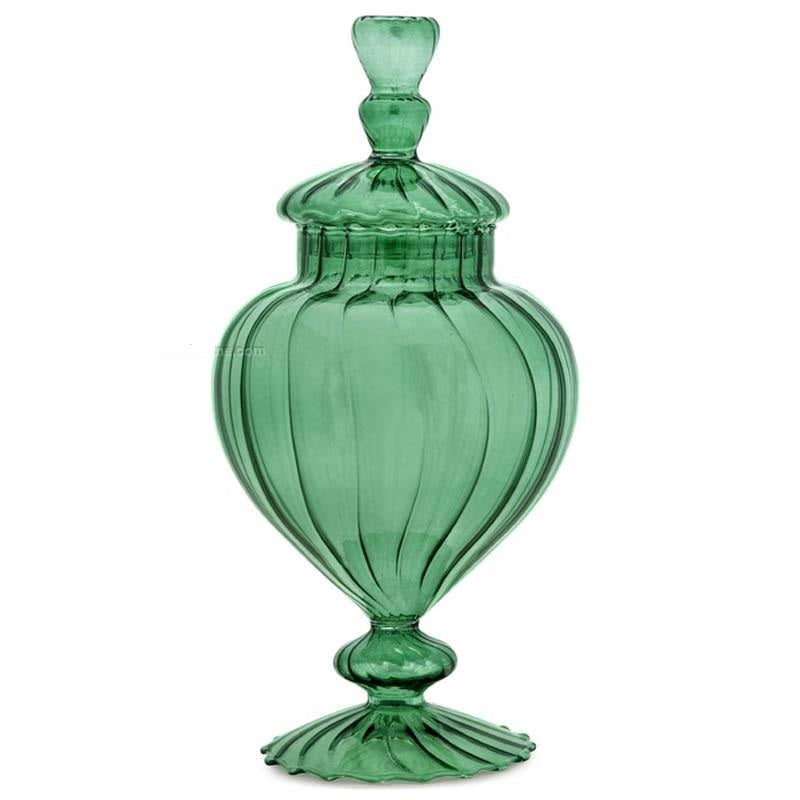 Porta Bon Bon in Vetro Trasparente Verde  9,5x13x28 cm – Fade