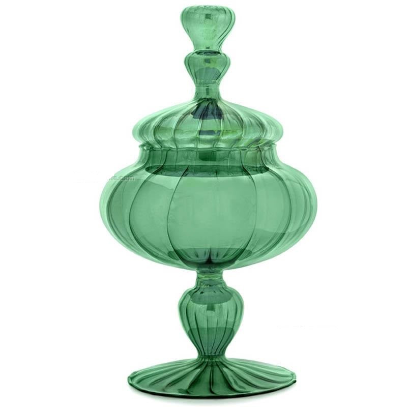 Porta Bon Bon in Vetro Trasparente Verde 15,5x25,5 cm – Fade