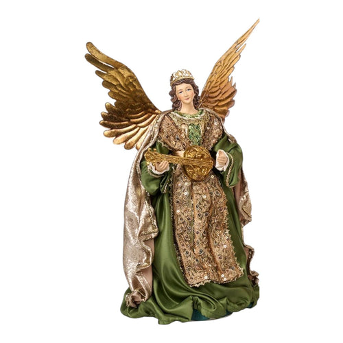 Angelo in Resina con Ali Dorate e Abiti in Tessuto 35.5 cm - Goodwill