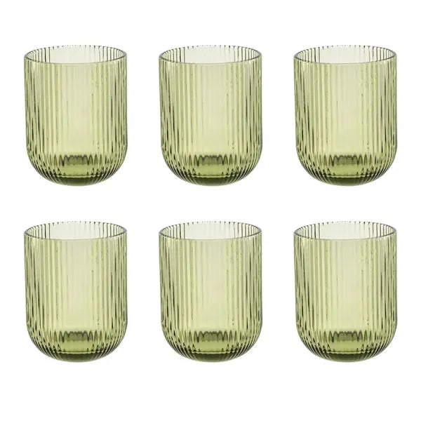 Set di 12 Bicchieri in Vetro Verde 'Twisty' - Rose e Tulipani