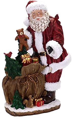 Statua di Babbo Natale con Sacco di Regali in Resina  50 cm - Vacchetti