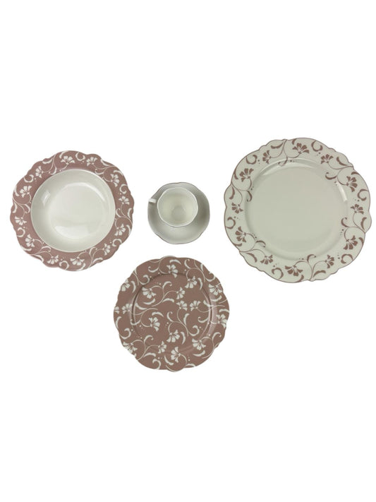 Servizio di Piatti in Porcellana New Bone China "Lady" con Smerlo  – Preziosa Luxury Home