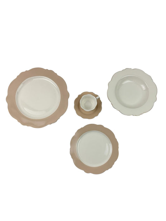 Servizio di Piatti in Porcellana New Bone China con Smerlo e Bordo Oro – Preziosa Luxury Home