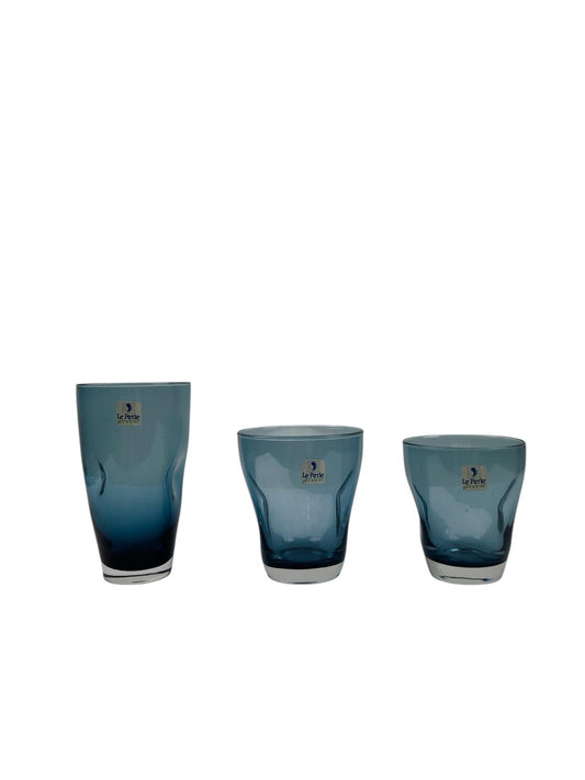 Set di 18 Bicchieri in Vetro Fumé Blu – Le Perle