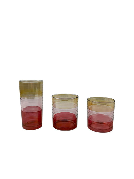 Set di 18 Bicchieri in Vetro Arancio e Rosso – Le Perle