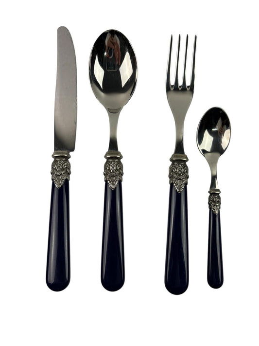 Set di 48 Posate in Acciaio Inox e Manico Blu Notte – EME