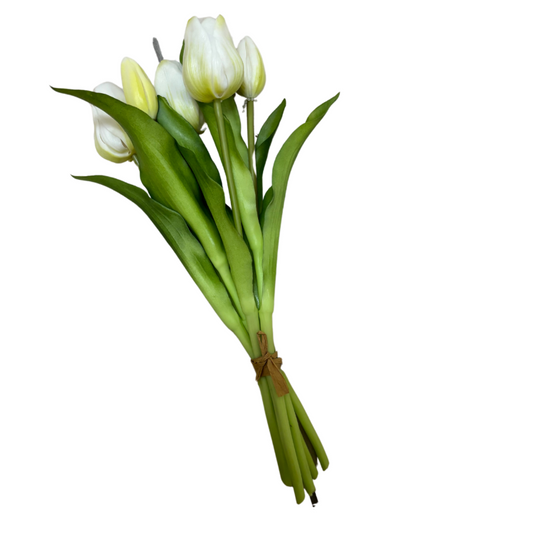 Bouquet di Tulipani Bianchi Realistici in Lattice