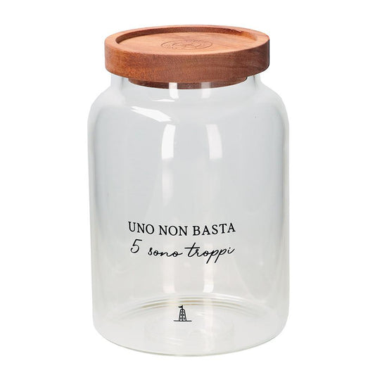 Barattolo Caffè in Vetro con Tappo Ermetico in Legno – La Porcellana Bianca