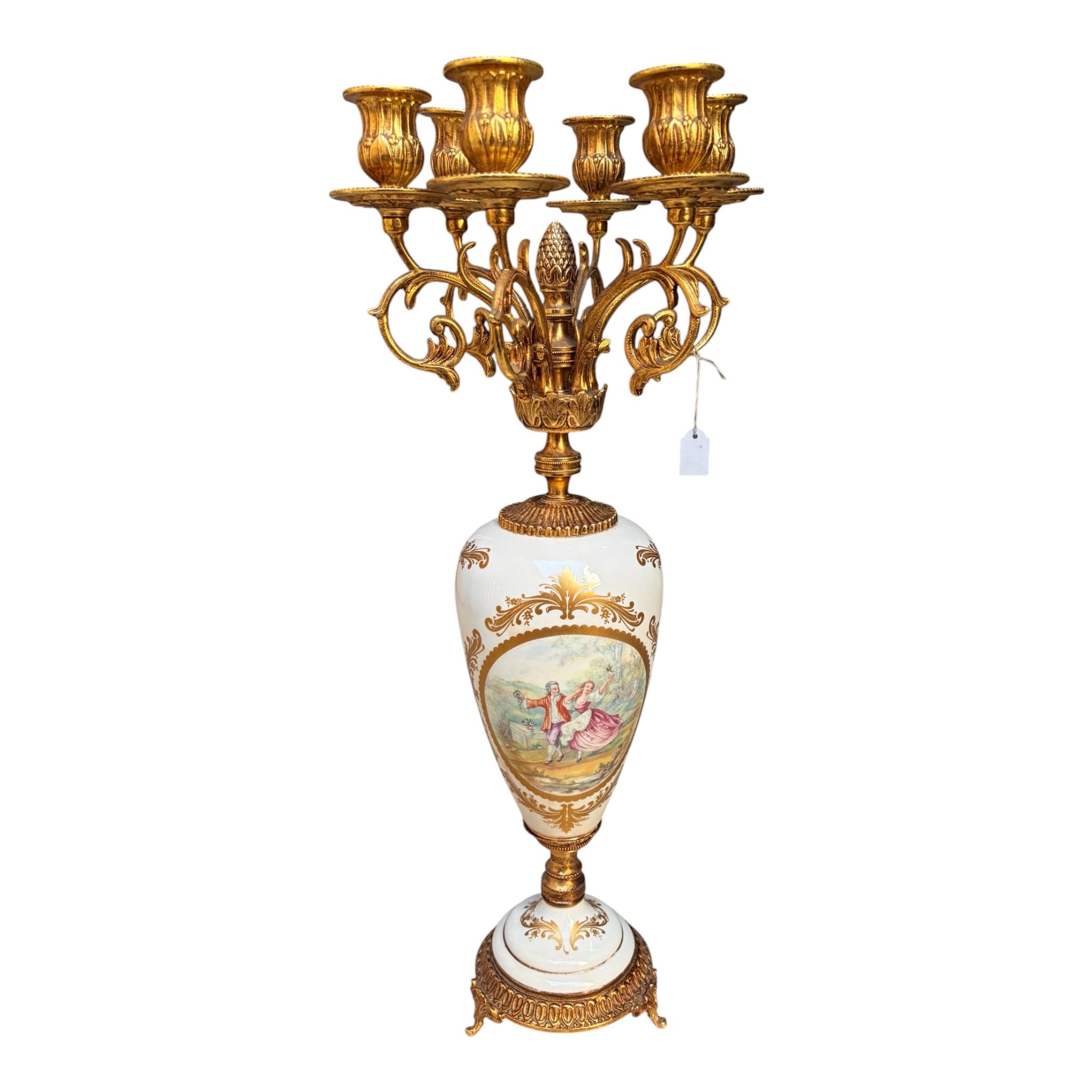 Candelabro in Porcellana con Dettagli Dipinti a Mano 59 h cm - Limoges