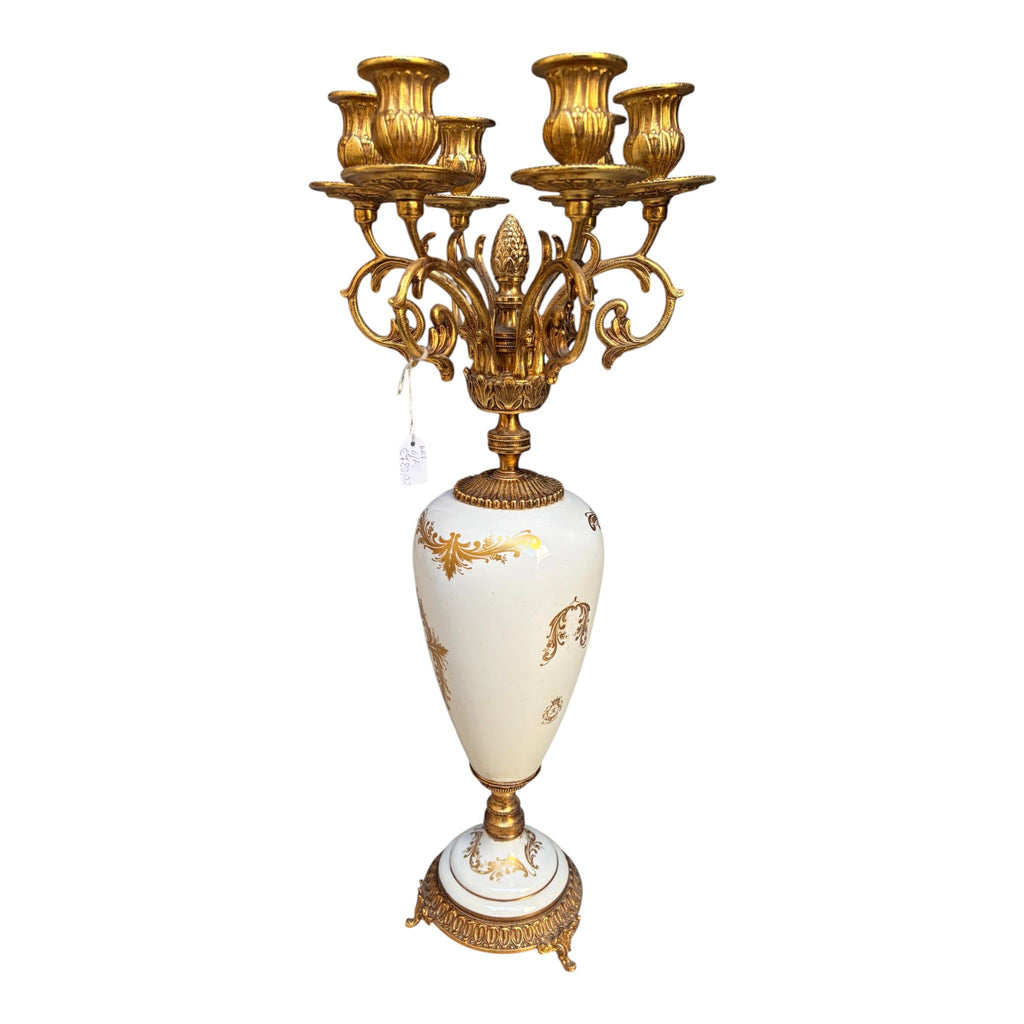 Candelabro in Porcellana con Dettagli Dipinti a Mano 59 h cm - Limoges