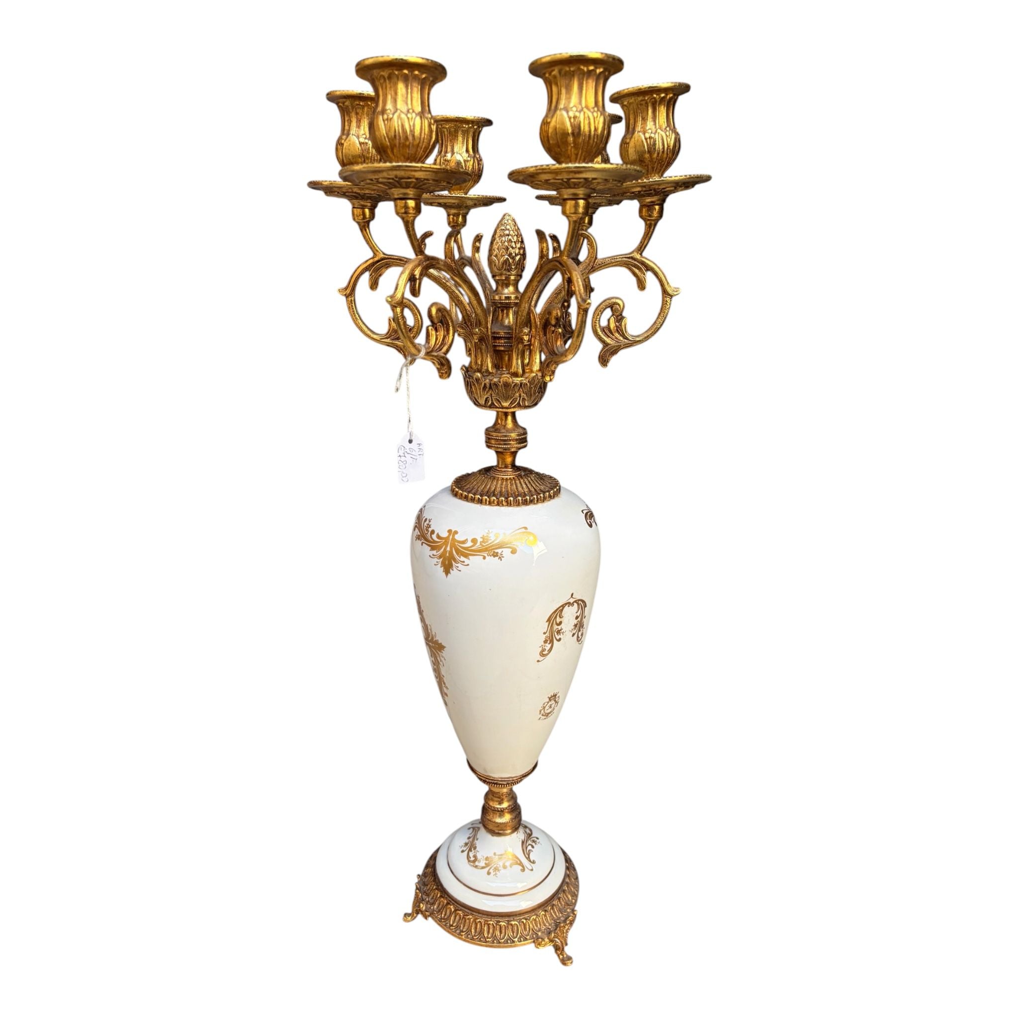 Candelabro in Porcellana con Dettagli Dipinti a Mano 59 h cm - Limoges