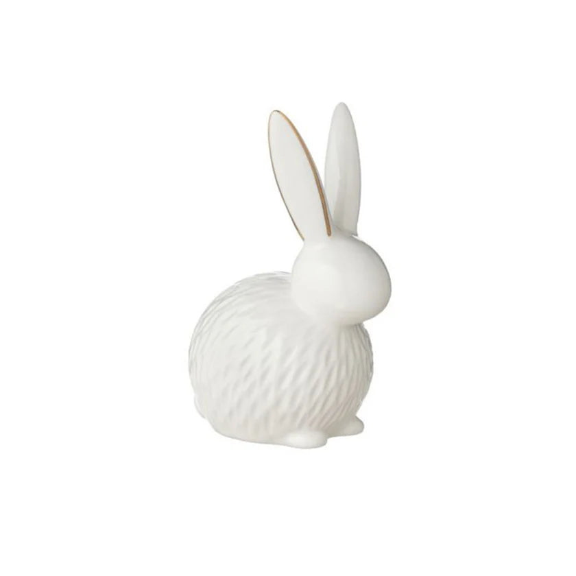 Coniglietto in Porcellana con Rifiniture Oro 14 h cm - L'arte di Nacchi