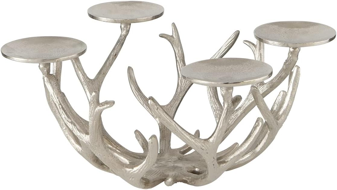 Porta Candele a 4 Fuochi in Alluminio Argento