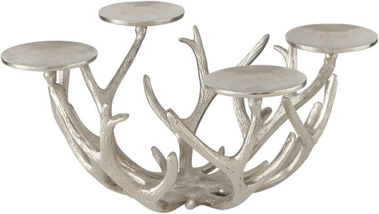 Porta Candele a 4 Fuochi in Alluminio Argento