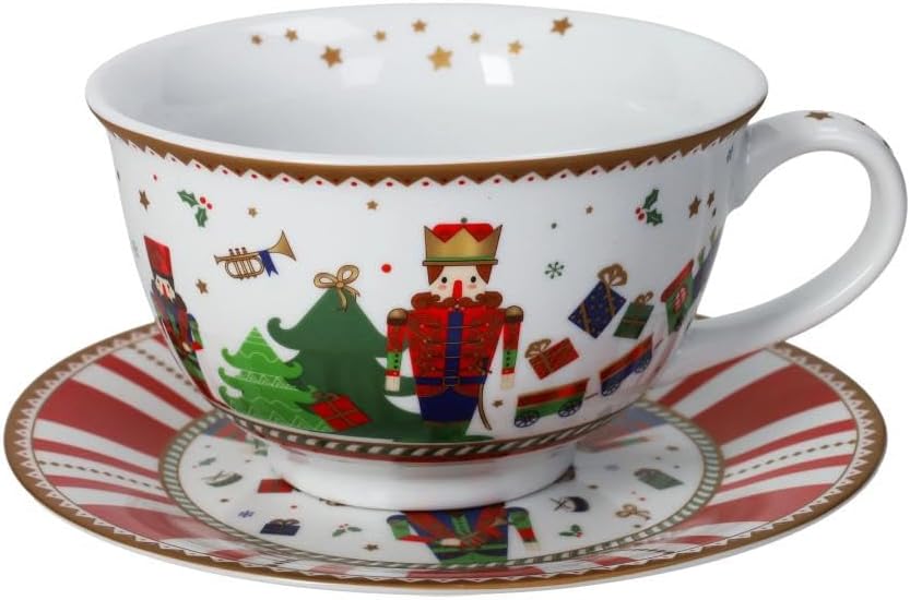Tazza da Colazione in Porcellana con Decori Schiaccianoci 19.5 cm - Brandani