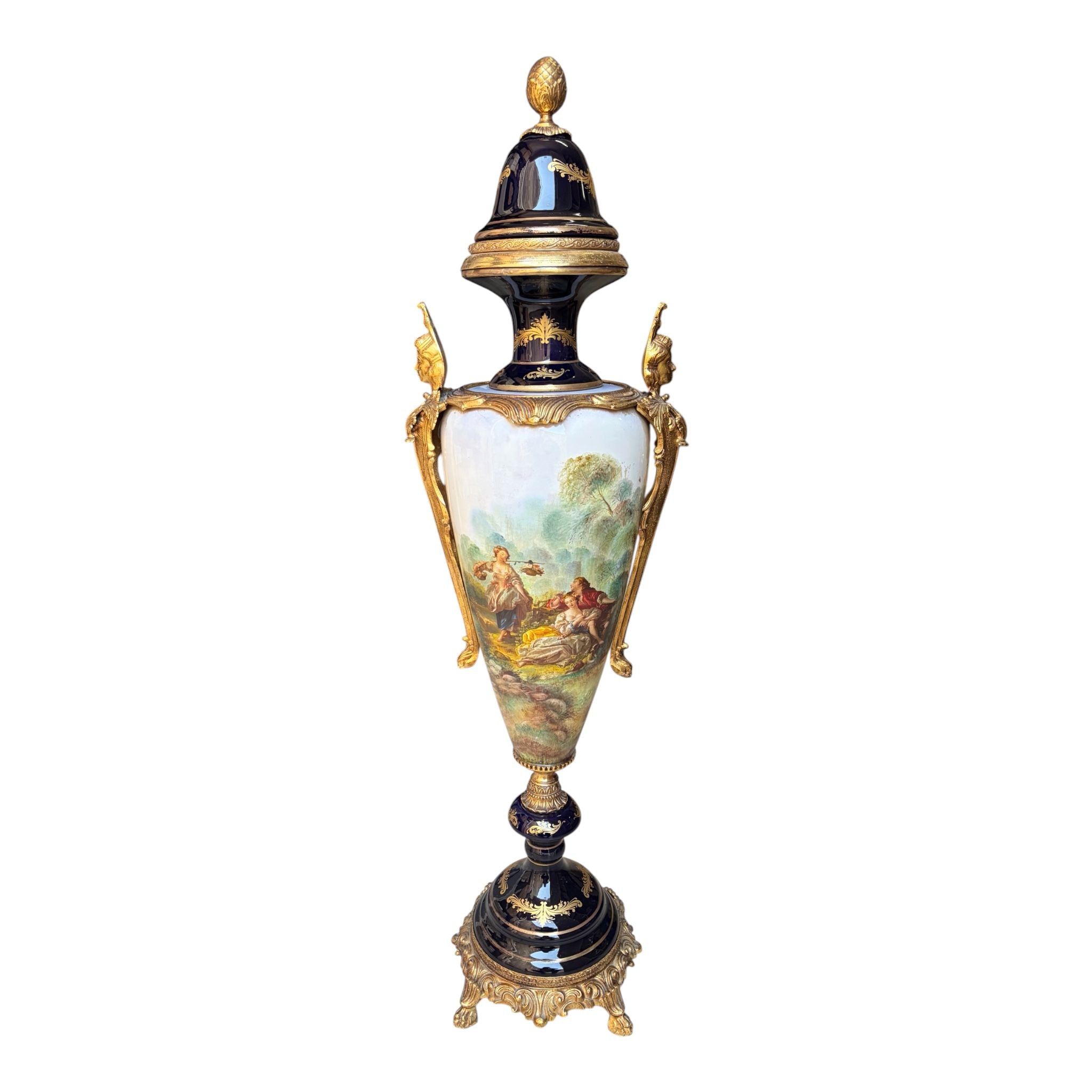 Vaso con Coperchio con Dipinti a Mano 112 h cm - Fiorentino Keramos