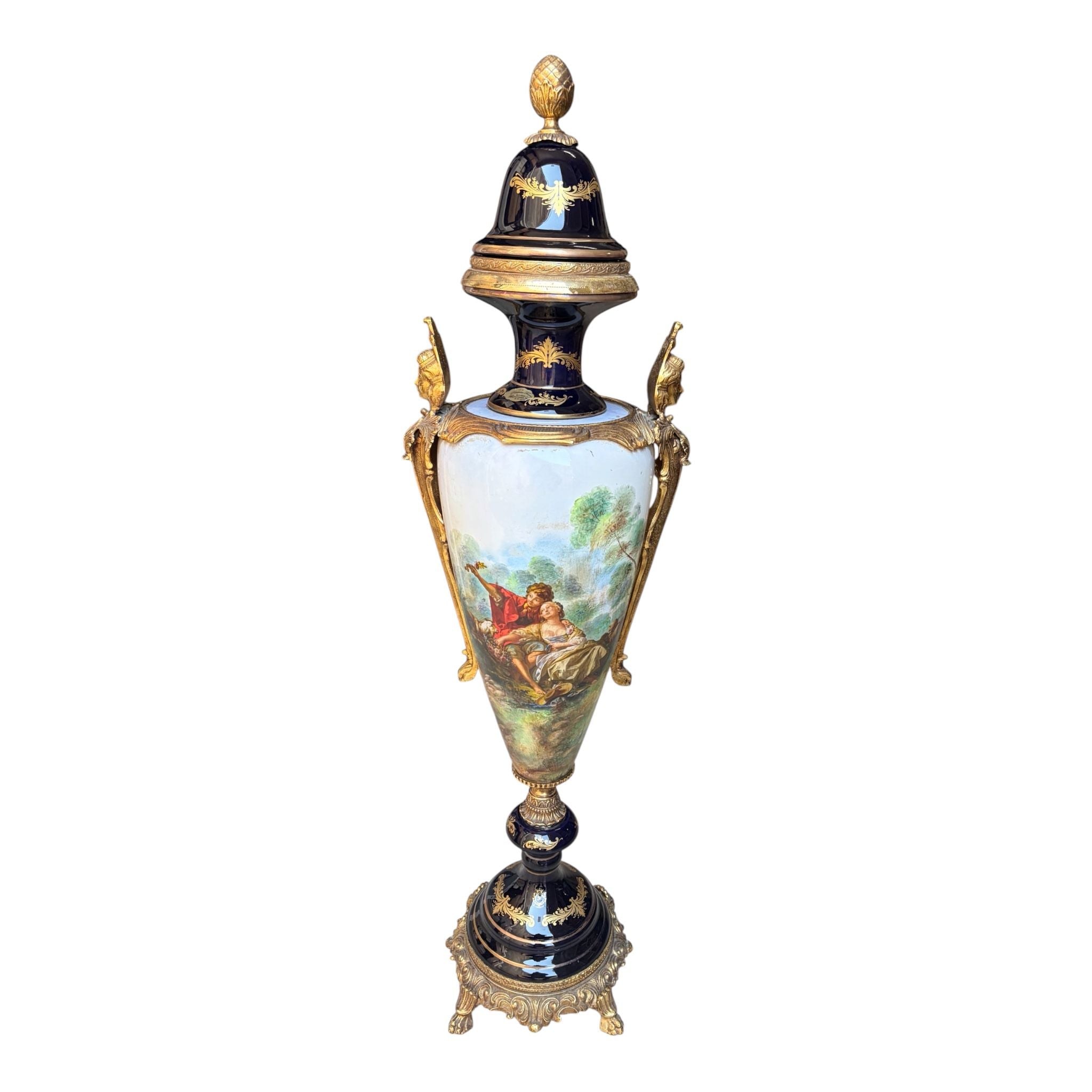 Vaso con Coperchio con Dipinti a Mano 112 h cm - Fiorentino Keramos