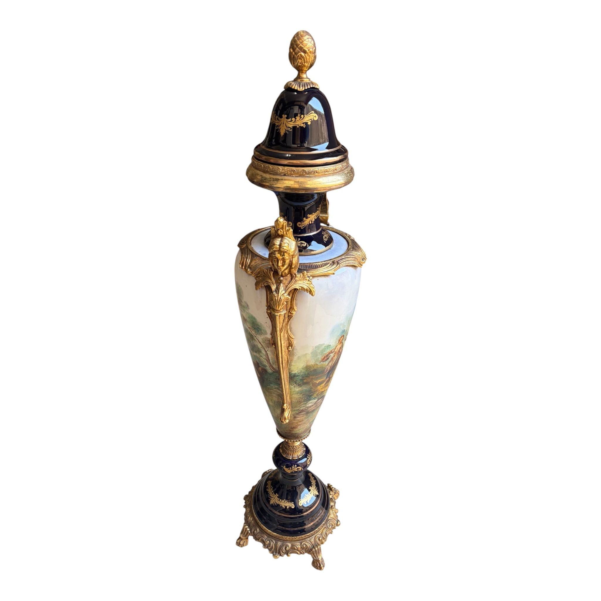 Vaso con Coperchio con Dipinti a Mano 112 h cm - Fiorentino Keramos