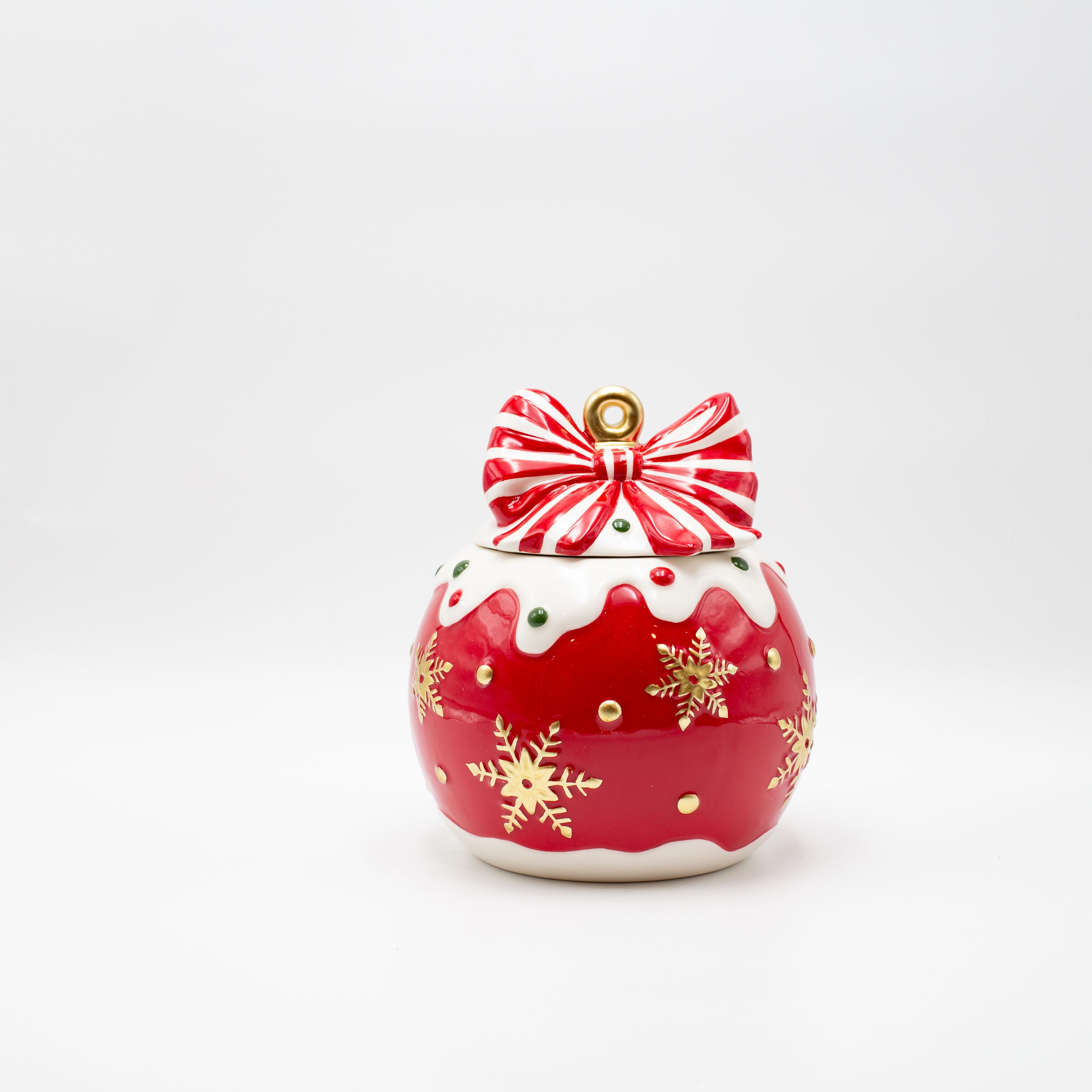 Biscottiera Natalizia in Ceramica Rossa e Bianca - Eurolamp