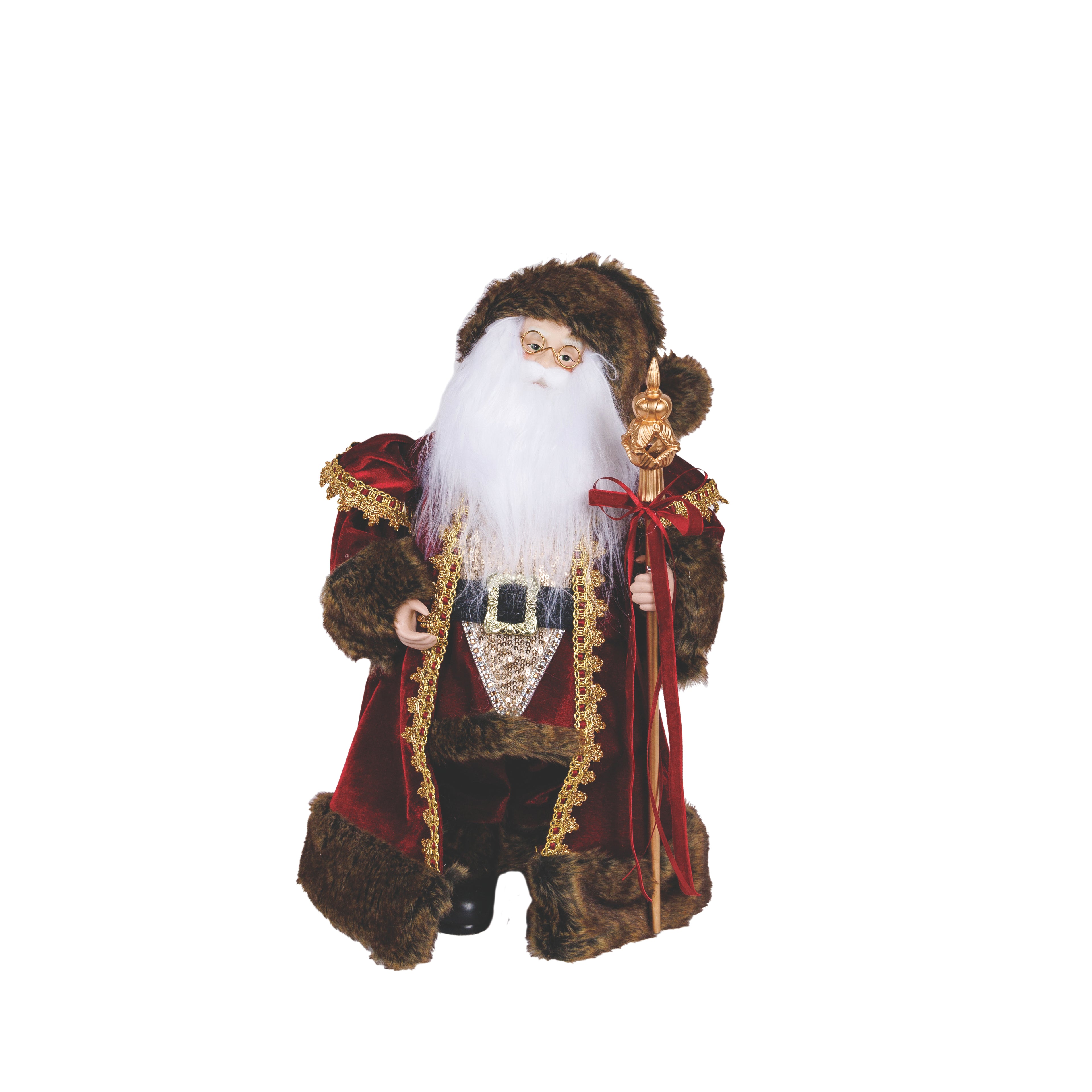 Babbo Natale in Resina con Abiti in Tessuto - Eurolamp