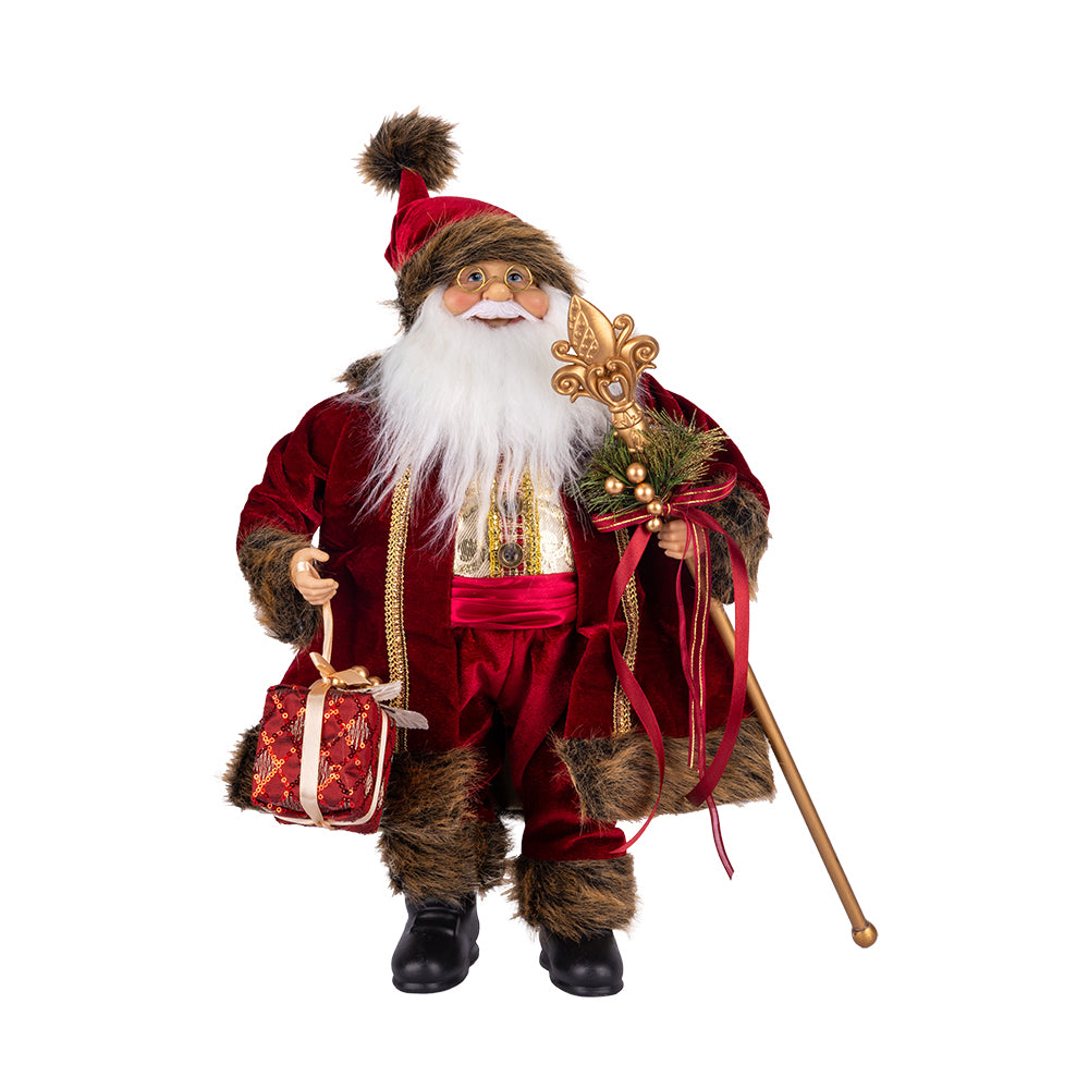 Babbo Natale in Resina con Abiti in Tessuto 43 cm - Eurolamp