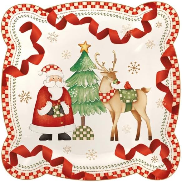 Vassoio in Porcellana con Decori Natalizi 25x25 cm - Brandani